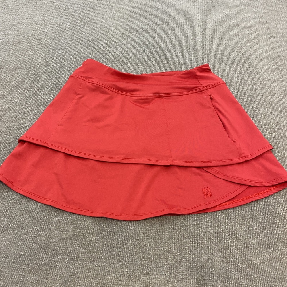 FootJoy Skort Womens Small Red Layered Hem Pull On Golf Tennis Athletic Stretch